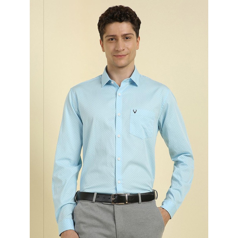 Allen Solly Checked Spread Collar Pure Cotton Formal Shirt