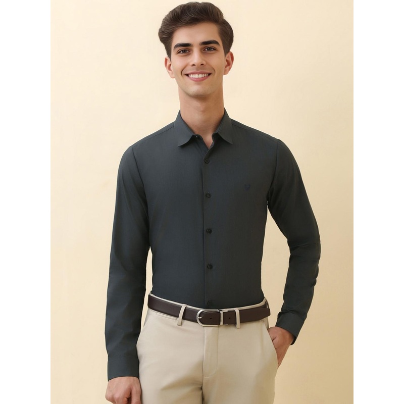 Allen Solly Men Charcoal Grey Slim Fit Solid Casual Shirt