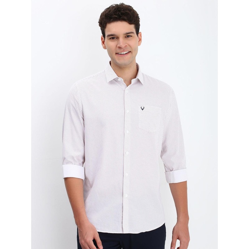 Allen Solly Men Spread Collar Geometric Printed Cotton Slim Fit Casual Shirt