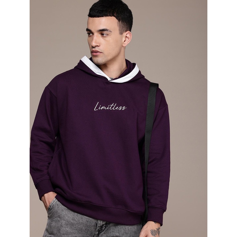 Roadster Men Embroidered Hooded Relaxed Fit Sweatshirt