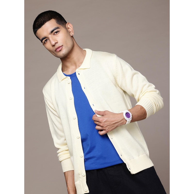 The Roadster Lifestyle Co. Spread Collar Acrylic Cardigan