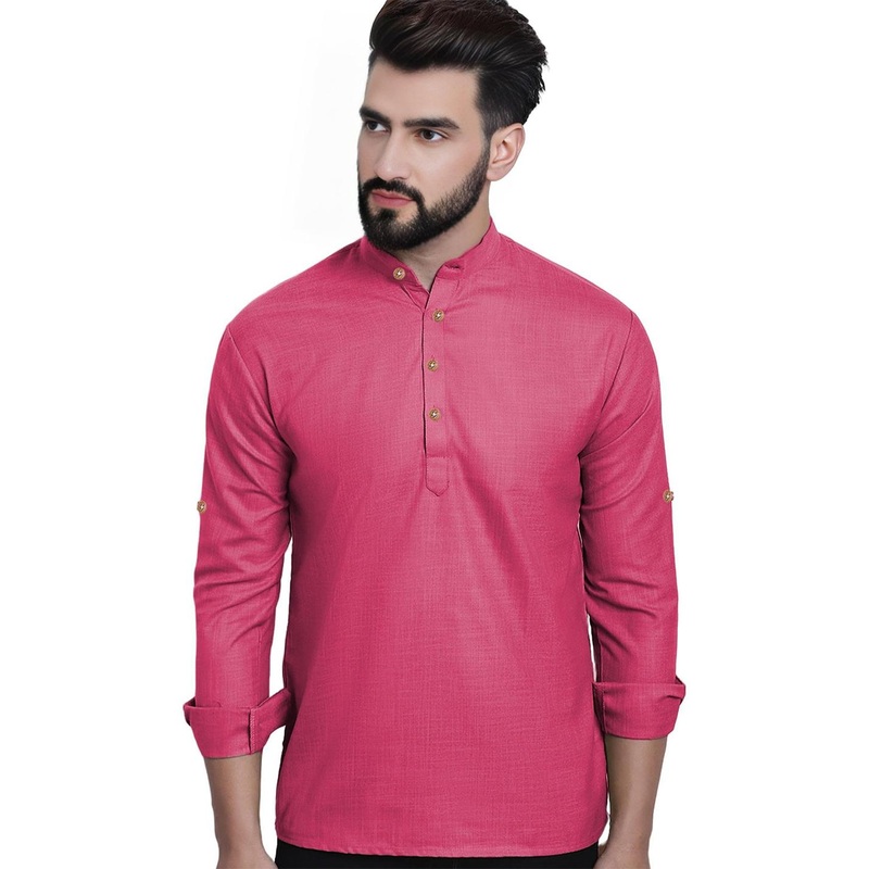 TrendiVastra Men Solid Daily Cotton Straight Kurta