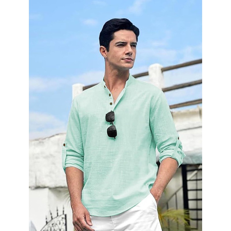 TrendiVastra Solid Mandarin Collar Full Sleeve Kurta