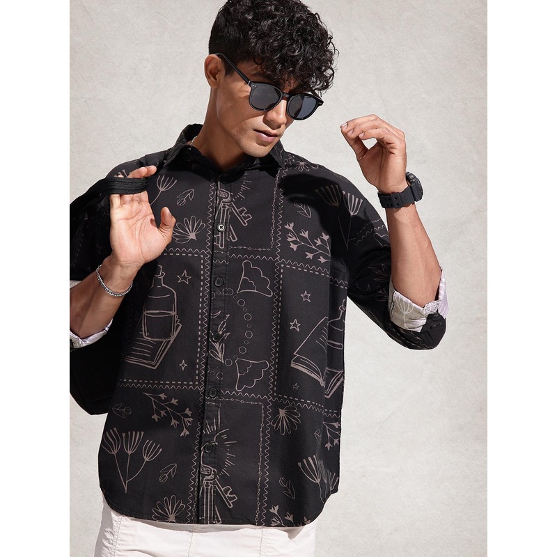 WROGN Opaque Conversational Printed Pure Cotton Casual Shirt