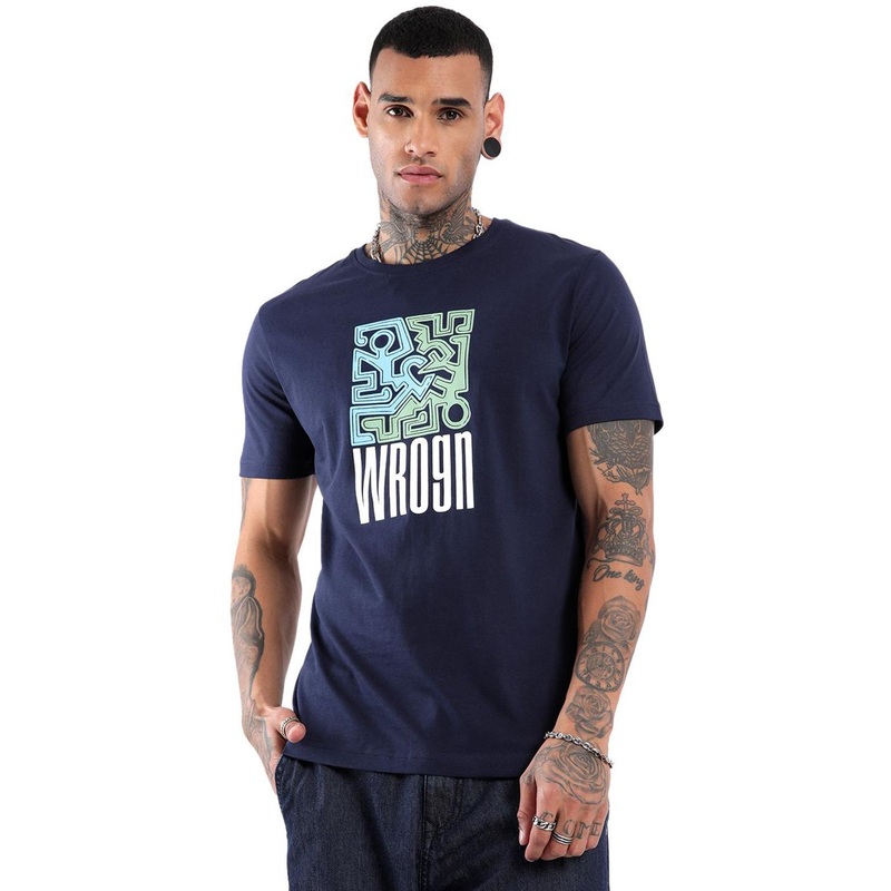 WROGN Wrogn Grooves Graphic Printed Slim Fit Cotton T-shirt