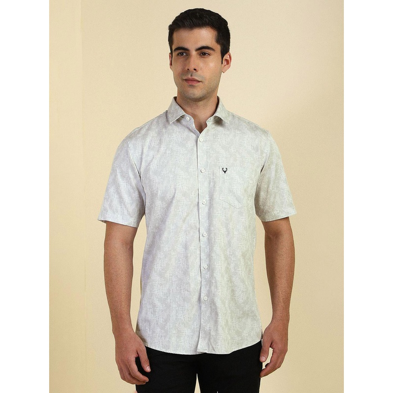 Allen Solly Slim Fit Abstract Printed Short Sleeves Pure Cotton Shirt