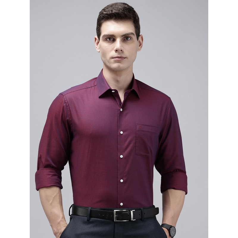Arrow Manhattan Slim Fit Textured Pure Cotton Formal Shirt