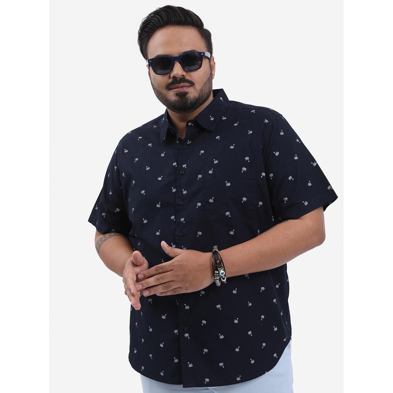 HIGHLANDER Plus Size Conversational Printed Cotton Shirt