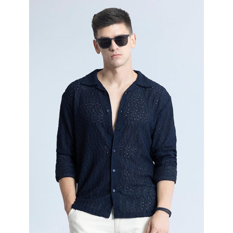 Snitch Classic Spread Collar Long Sleeves Slim Fit Casual Shirt