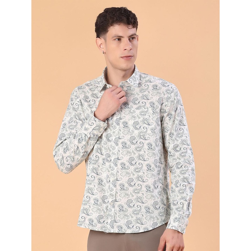 V-Mart Men Ethnic Motifs Printed Spread Collar Cotton Slub Casual Shirt