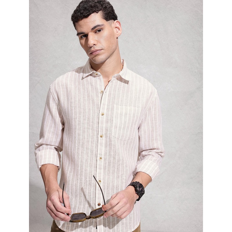 WROGN Comfort Fit Striped Casual Shirt
