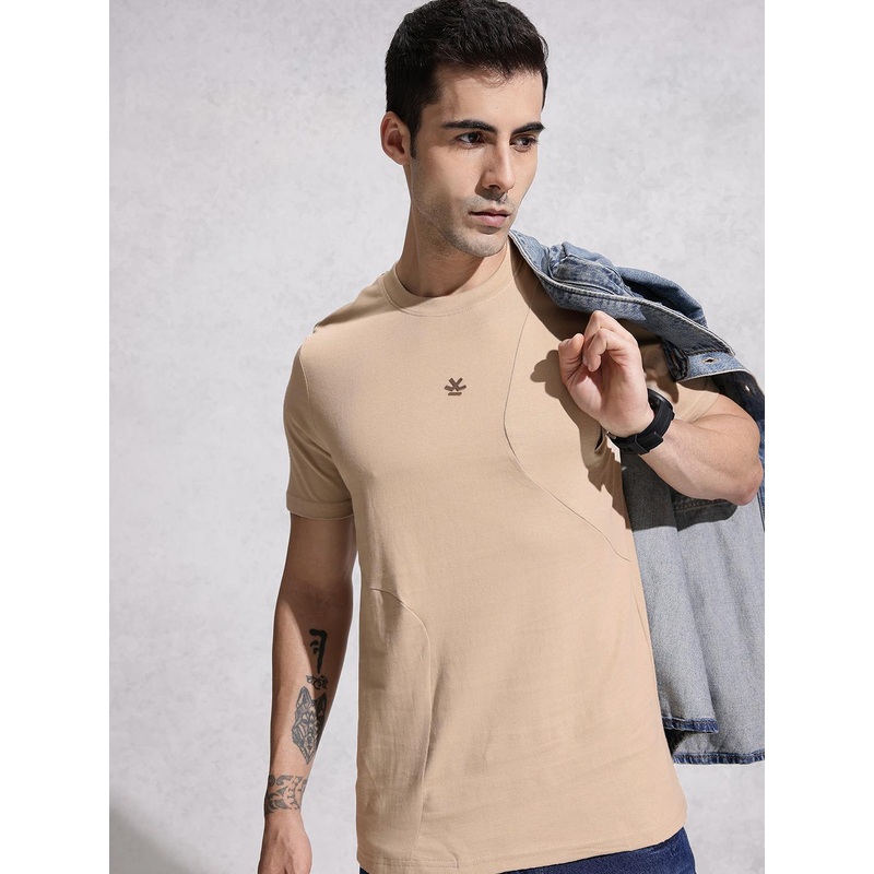 WROGN Drop-Shoulder Sleeves Pure Cotton T-shirt