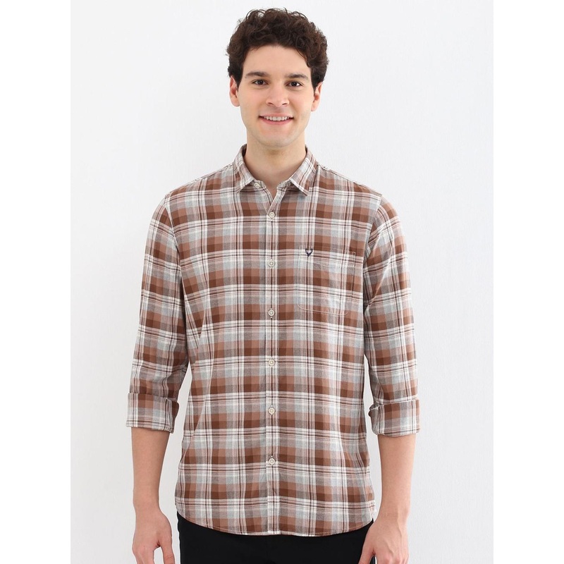 Allen Solly Men Custom Spread Collar Checked Cotton Casual Shirt
