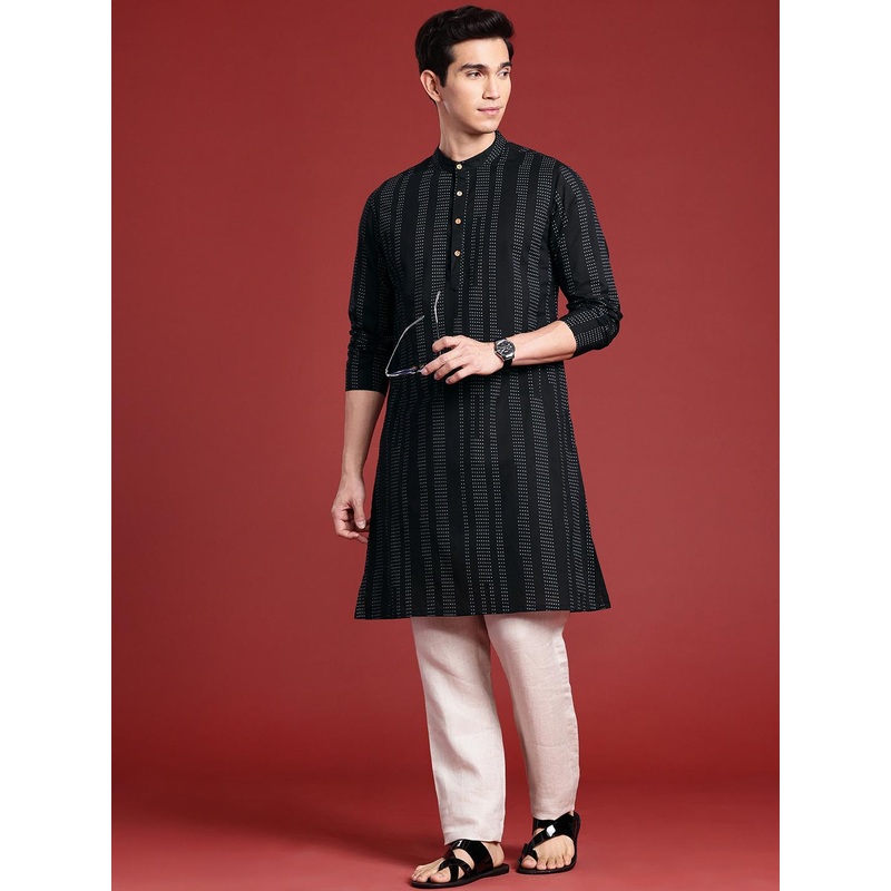 Anouk Men Polka Dot Printed Pure Cotton Kurta