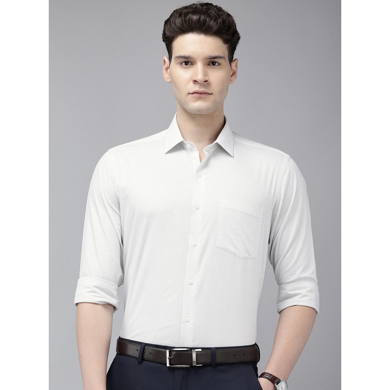 Arrow Manhattan Slim Fit Micro Checks Opaque Pure Cotton Formal Shirt