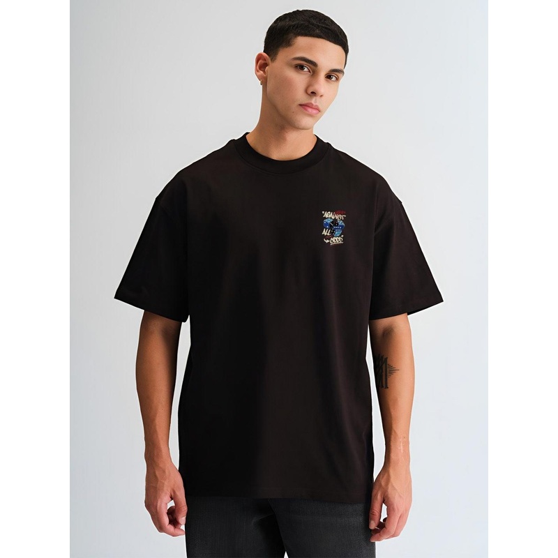 BDSQUARE Men Graphic Placement Print Oversized T-shirt