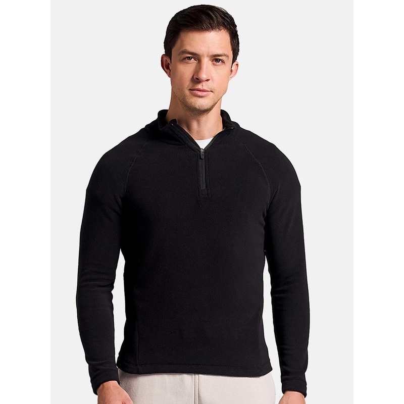 BOLDFIT Men Half Zipper High Neck Fleece Sweatshirt