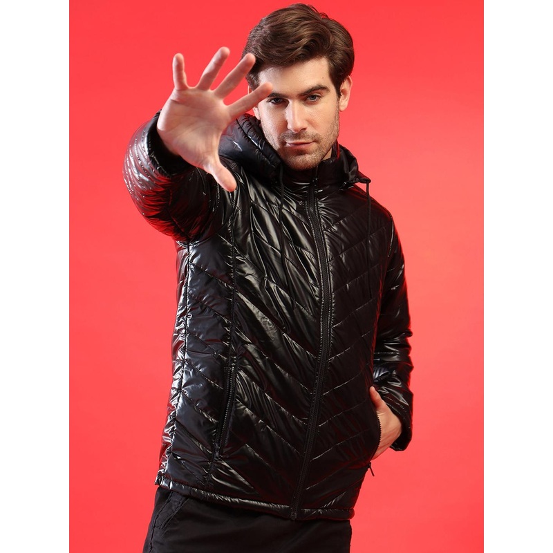 Campus Sutra Men Black Lightweight Puffer Jacket