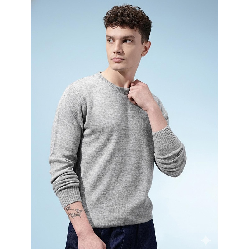 glitchez Round Neck Acrylic Pullover