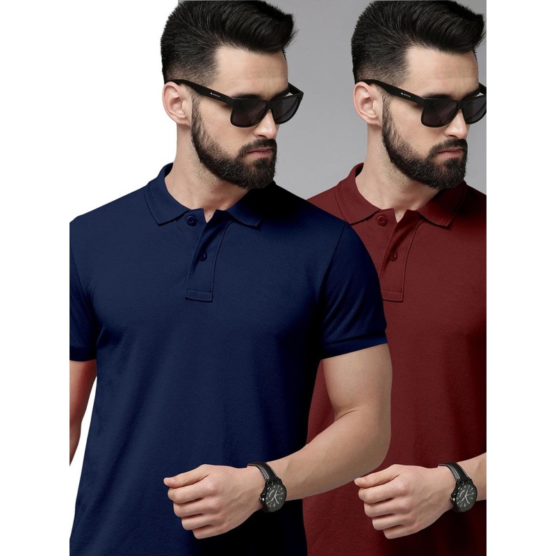 Metronaut Pack of 2 Slim Fit Polo Collar T-shirts