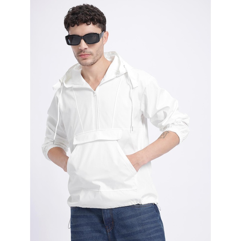 StyleCast x Revolte Hooded Flap Detail Half-Zipper Tailored Jacket