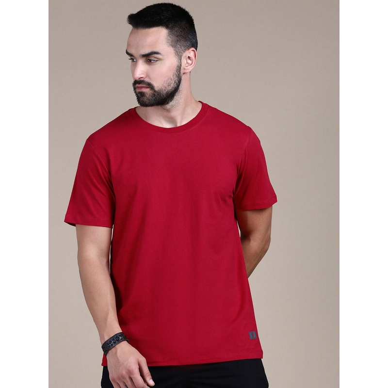 The Roadster Lifestyle Co. Red Round Neck Cotton T-Shirt