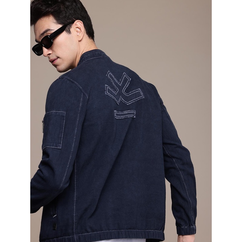 WROGN Pure Cotton Brand Logo Applique Denim Jacket