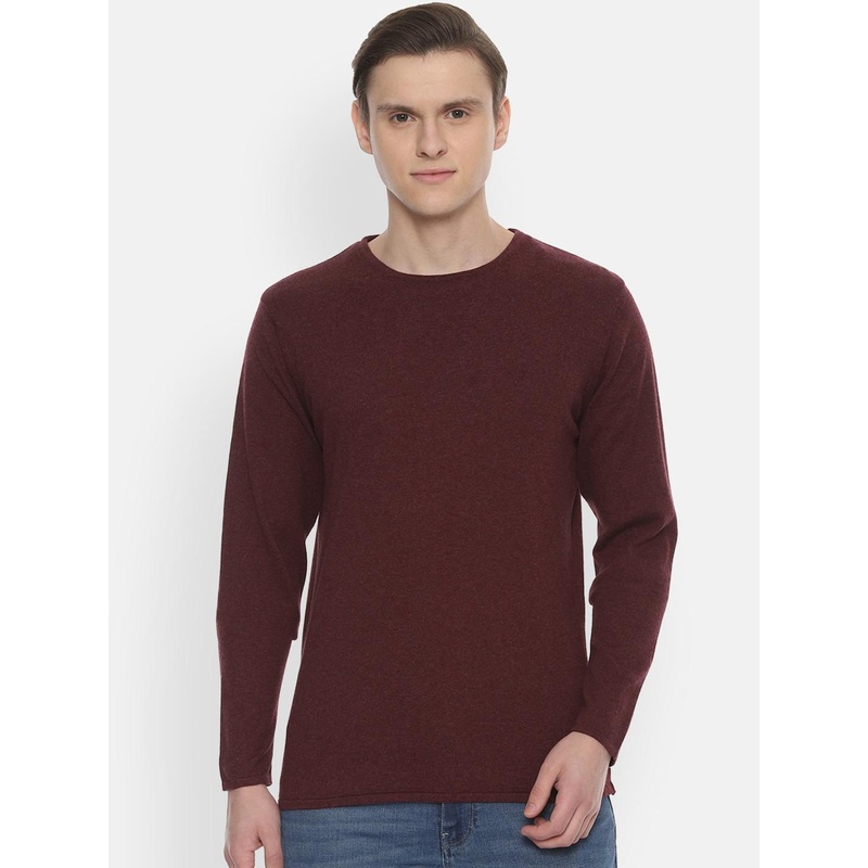 Allen Solly Men Maroon Solid Pullover Sweater