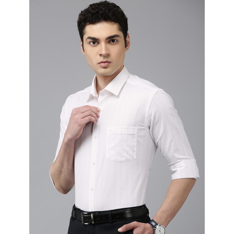 Arrow Pure Cotton Manhattan Slim Fit Opaque Striped Formal Shirt