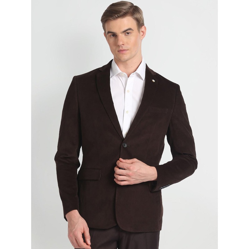 Arrow Slim-Fit Corduroy Notched Lapel Collar Single Breasted Formal Blazer