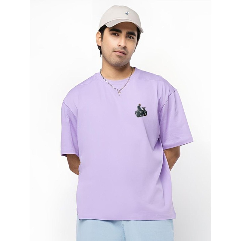 BDSQUARE Men Graphic Print Round Neck Oversized Cotton T Shirt