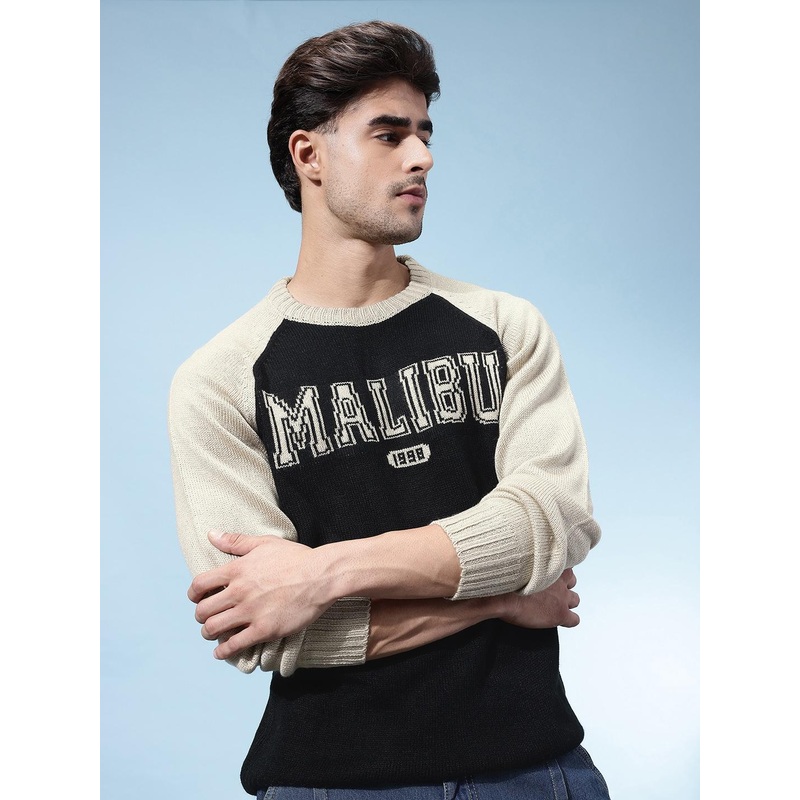 glitchez  Typography Embroidered Pullover