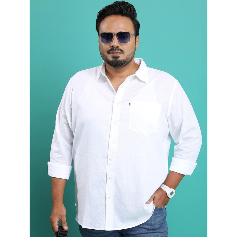 HIGHLANDER Plus Size Regular Fit Spread Collar Chest Pocket Casual Shirt