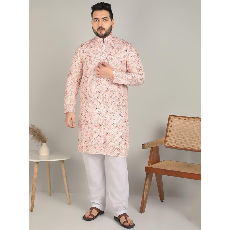 Metronaut Adwyn Peter Men Geometric Woven Design Plus Size Cotton Kurta
