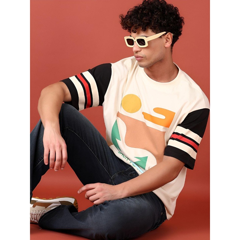 V-Mart Men Graphic Printed Round Neck Cotton T-shirt