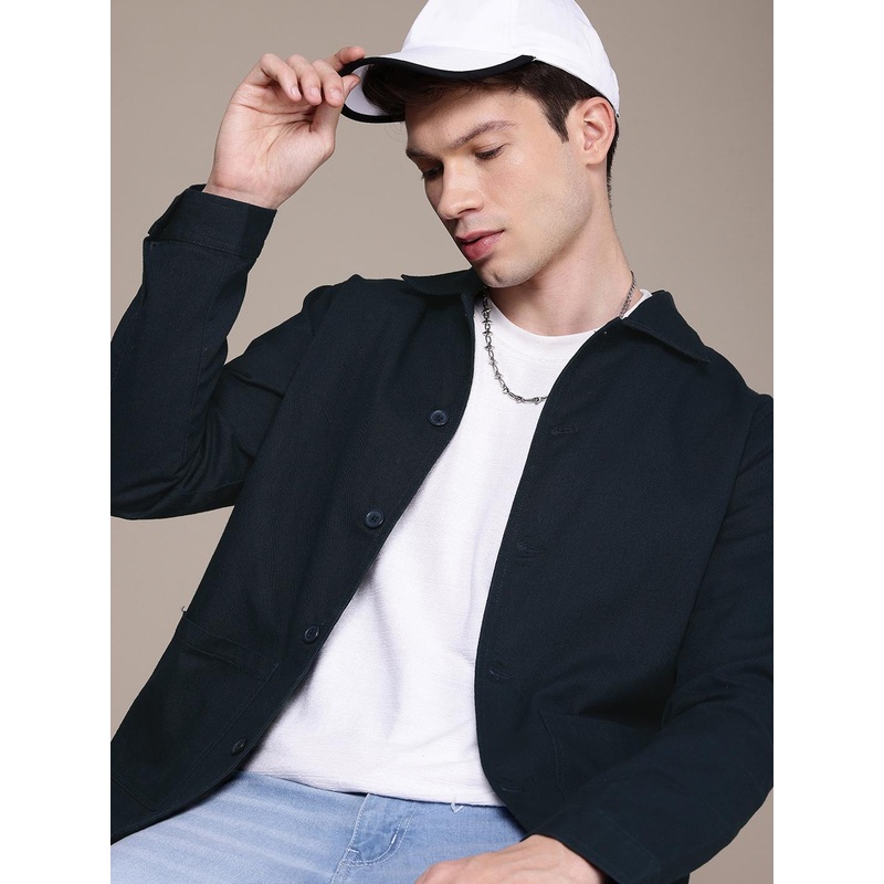 WROGN Spread Collar Comfort Fit Pure Cotton Tailored Jacket