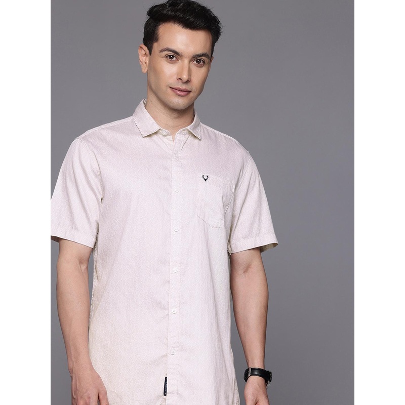 Allen Solly Custom Slim Fit Geometric Printed Pure Cotton Casual Shirt