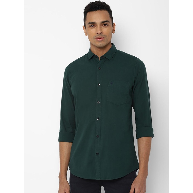 Allen Solly Men Green Regular Fit Solid Casual Shirt