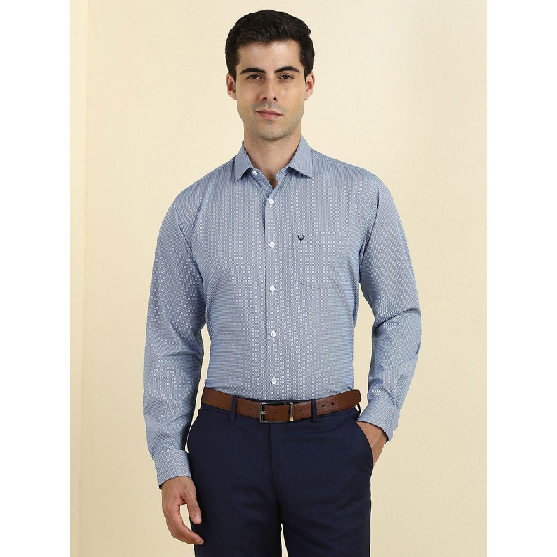 Allen Solly Slim Fit Micro Ditsy Printed Long Sleeves Pure Cotton Formal Shirt