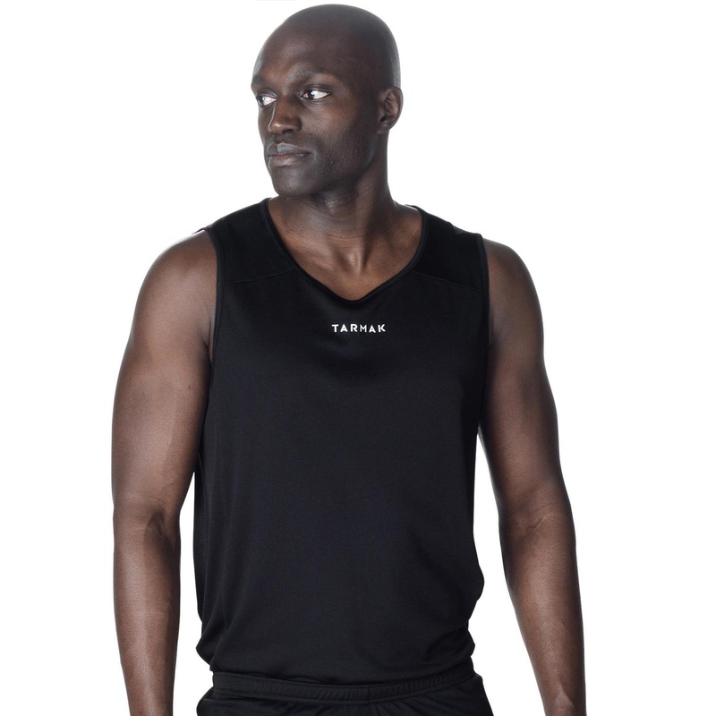 Decathlon TARMAK – Unisex Black Solid Tank Top Basketball Jersey