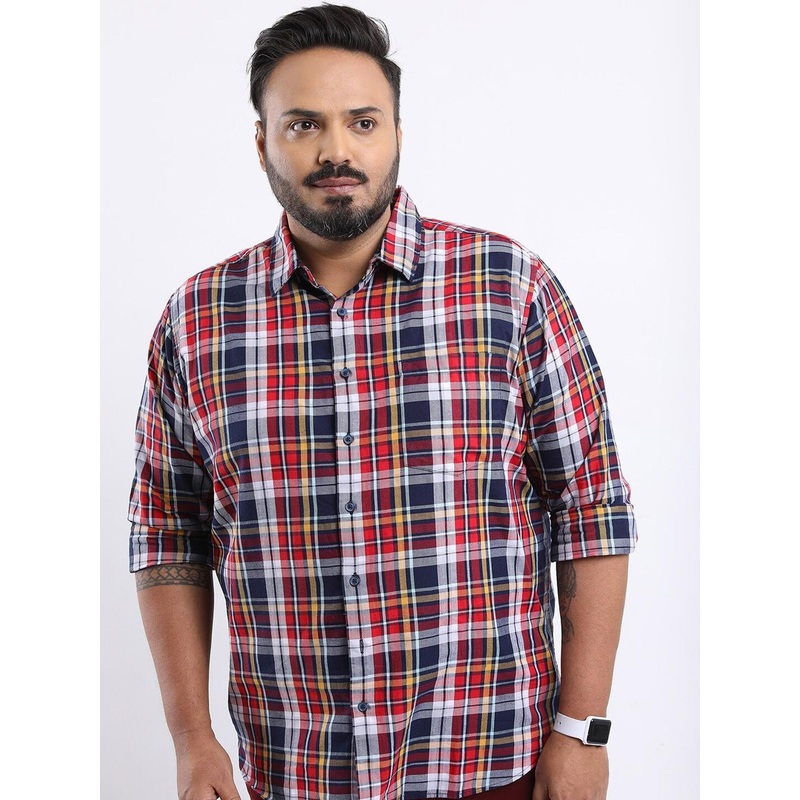 HIGHLANDER Men Plus Size Regular Fit Tartan Checks Casual Shirt