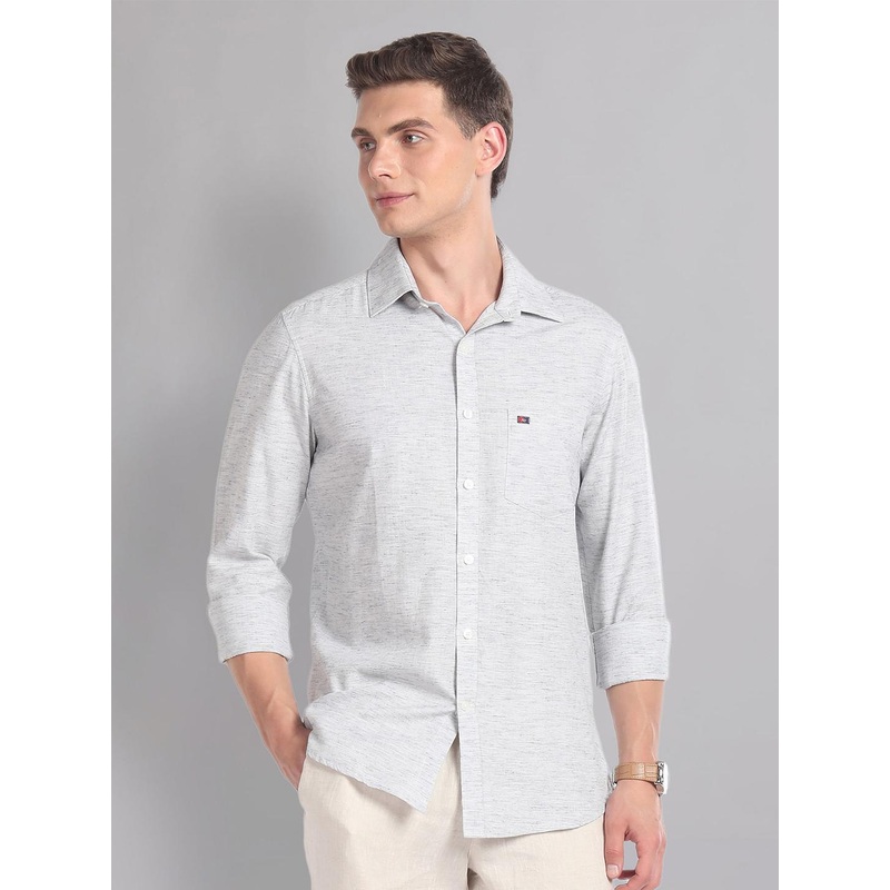 AD By Arvind Modern Slim Fit Heathered Summer Shirt