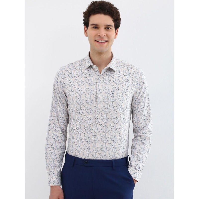 Allen Solly Men Spread Collar Floral Printed Cotton Slim Fit Formal Shirt