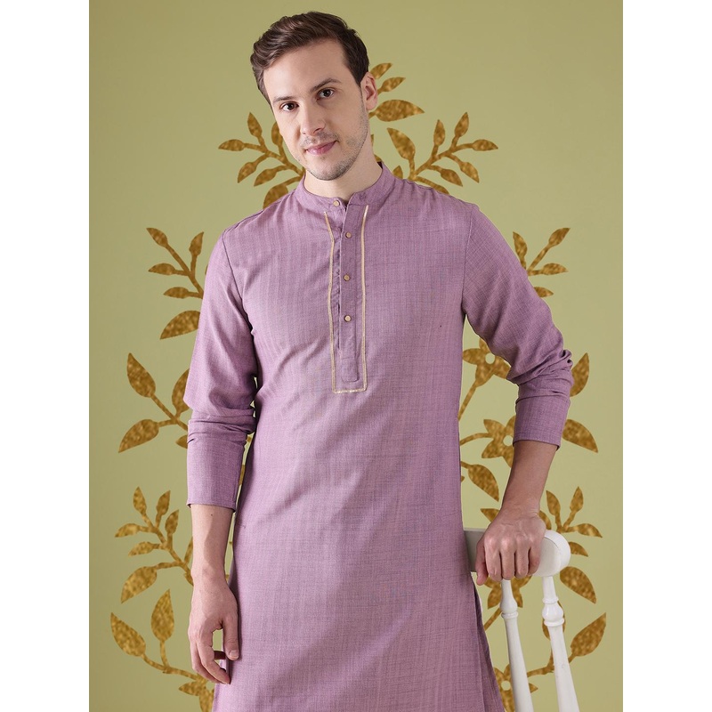 Anouk Taping Detail Self Striped Kurta