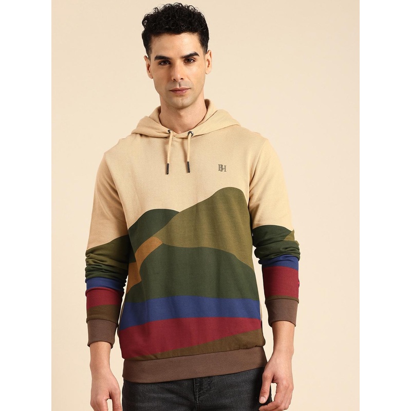 Being Human Men Printed Pure Cotton Hooded Sweatshirt