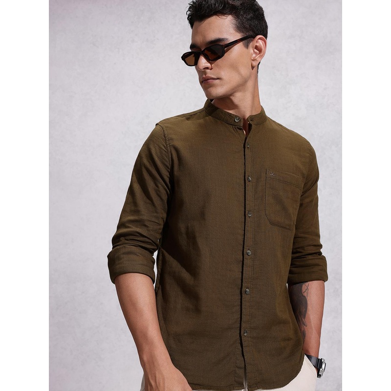 WROGN Band Collar Pure Cotton Casual Shirt