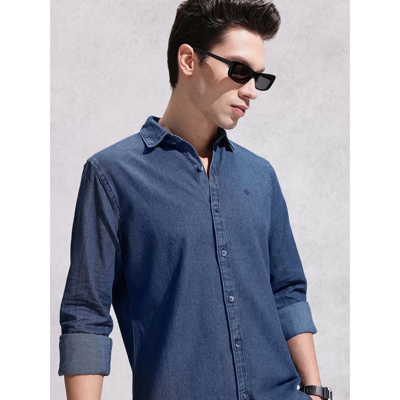 WROGN Chambray Pure Cotton Casual Shirt