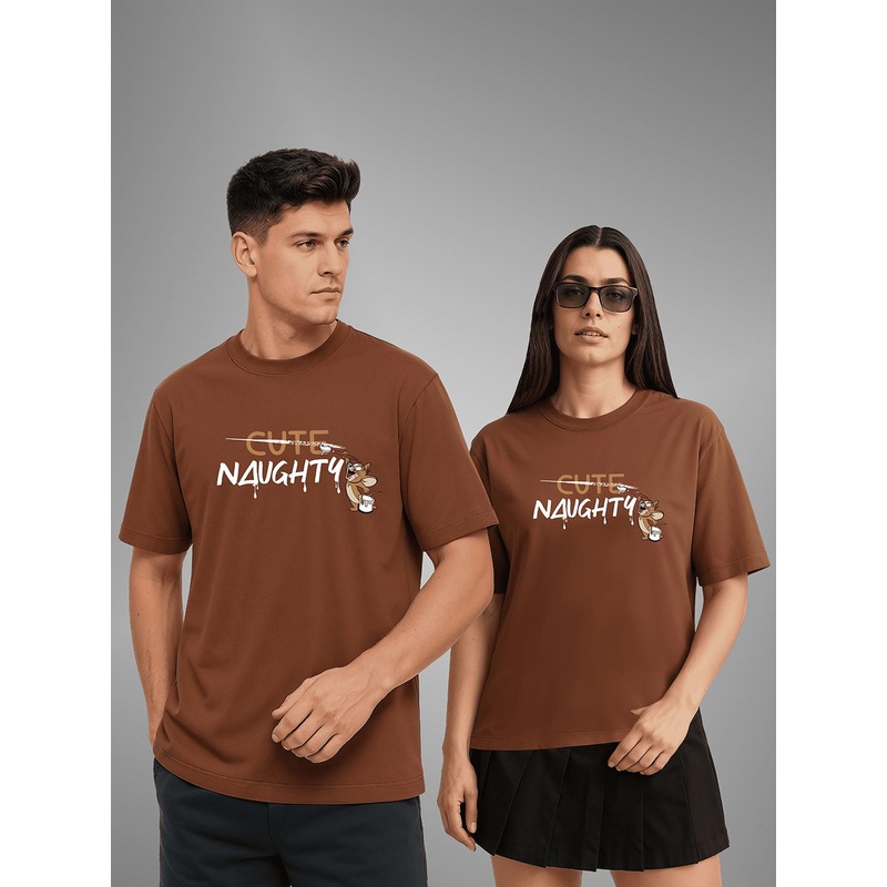 BAESD Unisex Pack of 2 Tom & Jerry Twistform Graphic Printed Round Neck Cotton T-shirts