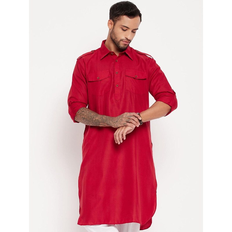 VASTRAMAY Men Solid Regular Pathani Kurta