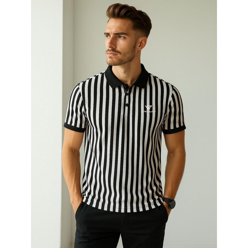 WILD ELEPHANT Striped Polo Collar T-shirt